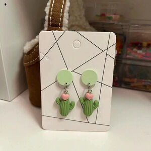 Handmade cute cactus plant earrings
